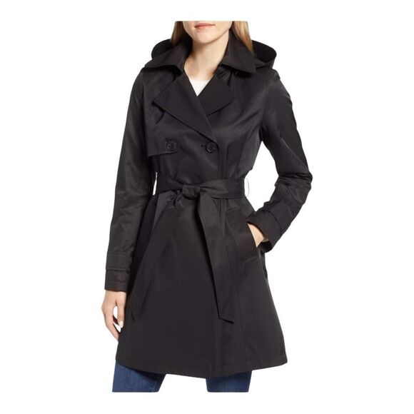 Halogen Hooded Trench Coat | black | size S - Picture 1 of 10